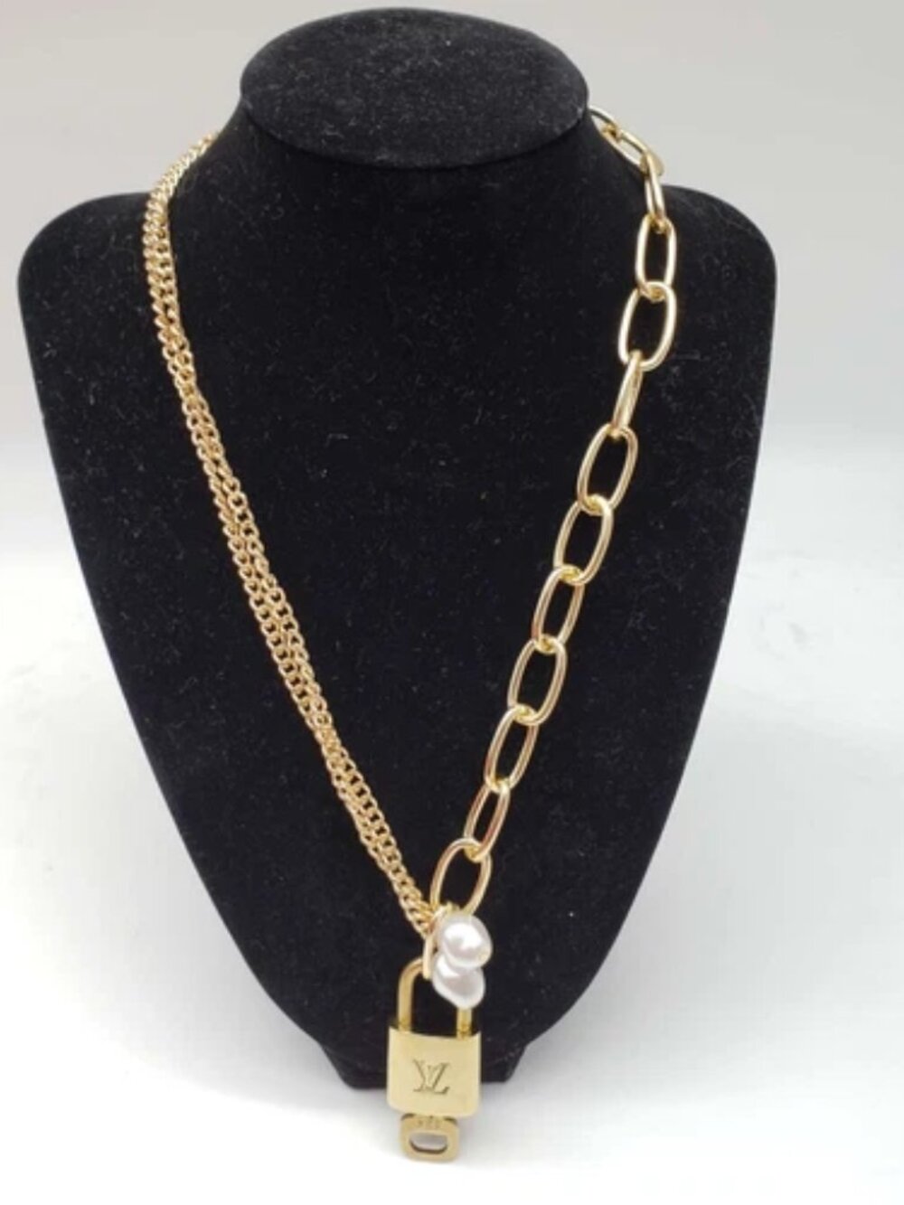 Gold-Plated Necklace with Authentic Louis Vuitton Padlock